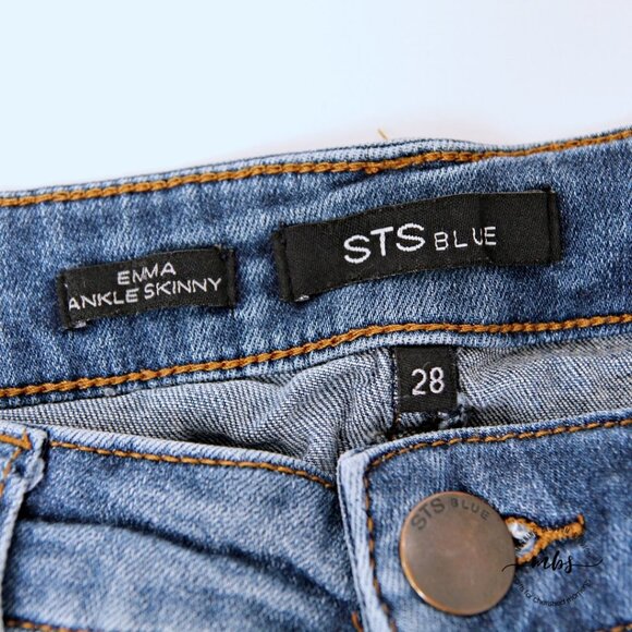 STS Blue Emma Ankle Skinny Embroidered Distressed Frayed Hems Jeans - Picture 11 of 12
